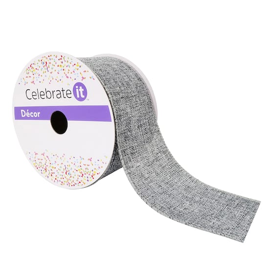 2.5&#x22; Faux Burlap Wired Textured Ribbon by Celebrate It&#x2122; D&#xE9;cor